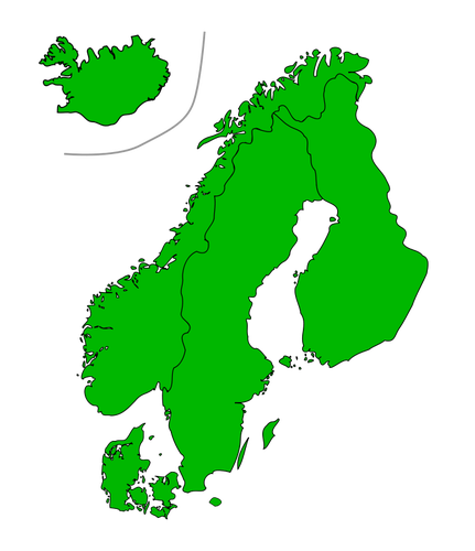 Mapa SkandinÃ¡vie vektor
